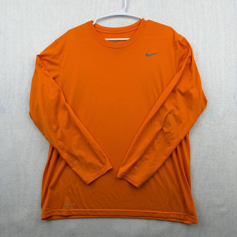 Nike Dri-FIT Mens Long Sleeve Athletic Shirt Orange Size L 727980-873